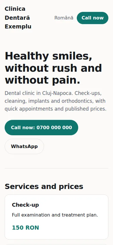 The same page on a phone.